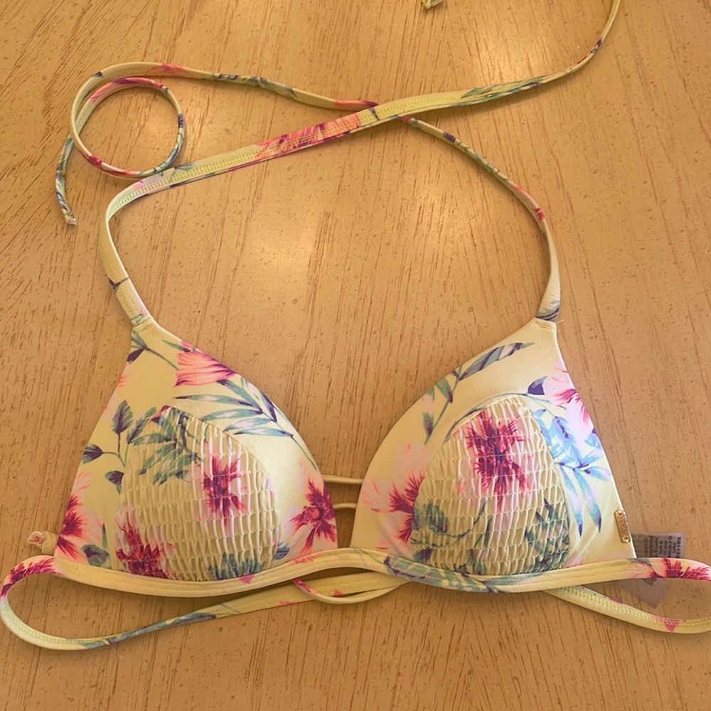 Pink Victoria’s Secret Floral Green Push Up triangle Halter Women’s Bikini Top